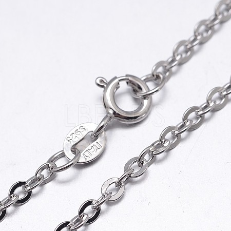 Rhodium Plated Sterling Silver Cable Chains Necklaces X-NJEW-M157-40C-24-1