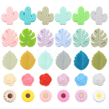 CHGCRAFT 30Pcs 30 Styles Summer Theme Silicone Beads SIL-CA0003-26-1