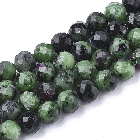 Natural Ruby in Zoisite Beads Strands G-S345-6mm-003-1