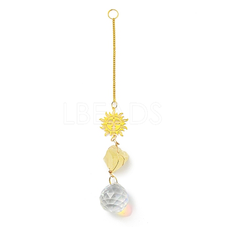 Wire Wrapped Nuggets Natural Citrine Pendant Decorations HJEW-C008-03C-G-1