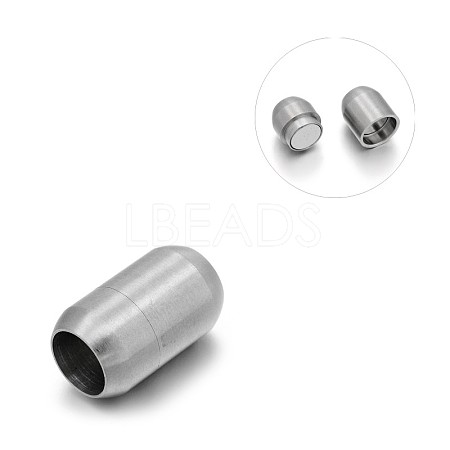 Tarnish Resistant Matte 304 Stainless Steel Barrel Magnetic Clasps with Glue-in Ends STAS-E089-06G-1