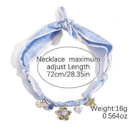 Flower Alloy Enamel & Resin & Glass & Plastic Pearl & Rhinestone Tassel Scarf Choker Necklaces FS-WG248CD-08-1