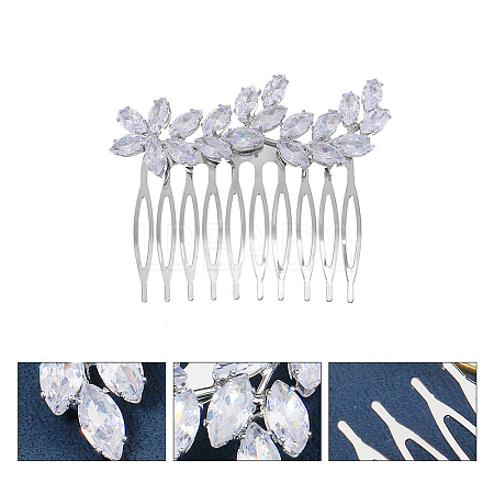 Cubic Zirconia Hair Combs PW-WG10096-06-1