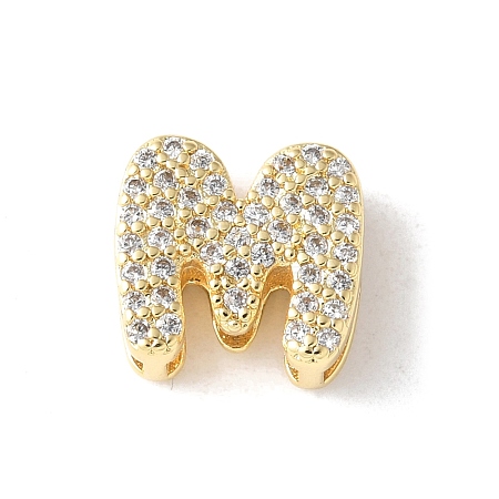 Brass Micro Pave Clear Cubic Zirconia Initial Multi-strand Links KK-S520-01G-13-1