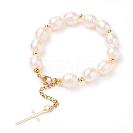 Oval Acrylic Imitation Pearl Beaded Bracelets BJEW-JB05720-1