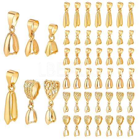 48Pcs 6 Styles Brass Ice Pick Pinch Bails KK-ME0002-93G-1