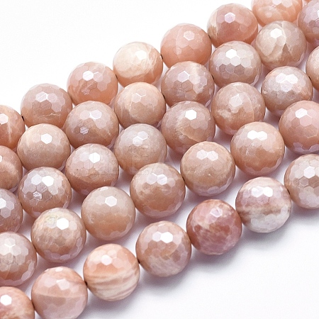Electroplate Natural Sunstone Beads Strands G-K256-17-10mm-1