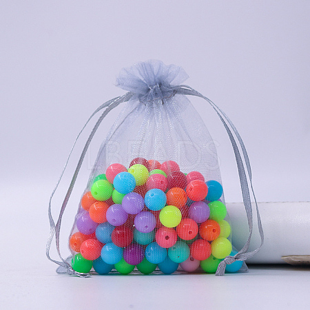 Rectangle Organza Drawstring Bags CON-PW0001-054B-11-1