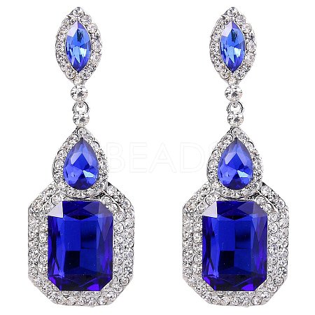 Brass Rhinestone Dangle Stud Earrings FS-WG9D6B6-07-1