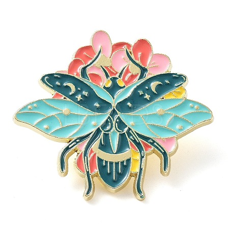 Insect with Flower Enamel Pins JEWB-E033-01G-02-1