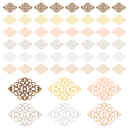   60pcs 6 colors Alloy Filigree Joiners FIND-PH0003-28-1
