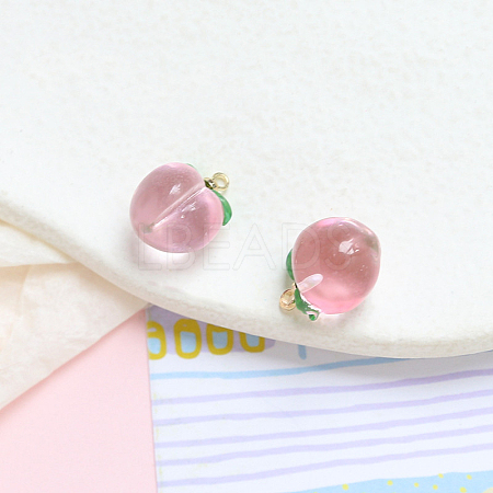 Transparent Resin Peach Charms INS-PW0001-08G-01-1