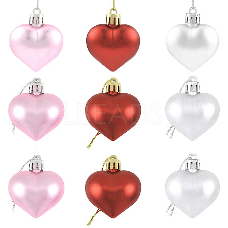 10Pcs 3 Styles Plastic Heart Pendant Decorations AJEW-FS0001-48-1