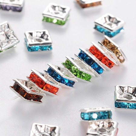 Brass Rhinestone Spacer Beads X-RSB072-1