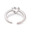 Clear Cubic Zirconia Hollow Out Heart Open Cuff Ring RJEW-I094-04P-3