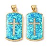 Rack Plating Brass Micro Pave Clear Cubic Zirconia Pendants KK-P268-16G-1