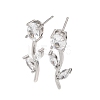 Brass Micro Pave Cubic Zirconia Stud Earrings KK-CBA8324-20P-05-4