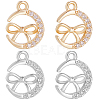 12Pcs 2 Colors Brass Micro Pave Cubic Zirconia Charms KK-BBC0014-88-1