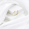 1Pc Letter Brass Rhinestone Open Cuff Rings for Women AJEW-LP0004-47L-G-3