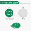 5Pcs Flat Round with Words Charm Pendant Green Enamel Charms Good Luck Pendant for Jewelry Necklace Earring Making Crafts JX392A-2