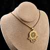 201 Stainless Steel Hollow Religion Hamsa Hand Pendant Necklaces NJEW-M086-01G-1
