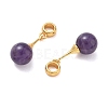 Natural Amethyst & Brass European Dangle Charms GG-D002-15G-01-2