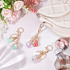 3Pcs 3 Colors Shell Starfish in Heart & Tassel Charm Acrylic Keychain HJEW-GO0001-01-4