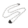 304 Stainless Steel Double-Sided Magnetic Heart Pendant Paperclip Chain Necklaces NJEW-U028-02B-4