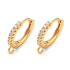 Brass Micro Pave Clear Cubic Zirconia Hoop Earring Findings KK-H532-14B-G-1