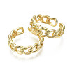 Brass Textured Curb Chain Shape Cuff Rings RJEW-S044-137-NF-2