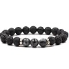 8MM Round Natural Black Moonstone and Natural Lava Rock Beaded Stretch Bracelets for Couples BW4110-10-1