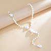 Imitation Pearl & CCB Teardrop Wedding Bridal Backdrop Necklaces for Backless Dress WG70975-01-4