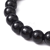 Synthetic Black Stone Round Beaded Stretch Bracelet BJEW-JB09745-02-4