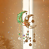 Natural Green Aventurine Chip & Brass Moon Hanging Suncatcher Pendant Decoration PW23041116811-1