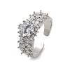 Brass Micro Pave Cubic Zirconia Adjustable Cuff Rings for Women RJEW-C129-04P-4