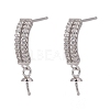 Anti-Tarnish Rhodium Plated 925 Sterling Silver Micro Pave Cubic Zirconia Stud Earring Findings STER-P035-41P-6