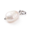 Grade B Natural Cultured Freshwater Pearl Charms X-PALLOY-JF01497-02-3