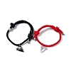 2Pcs 2 Color Magnet Alloy Matching Heart Charm Bracelets Set BJEW-E011-04BS-3