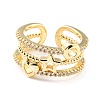 Brass Micro Pave Clear Cubic Zirconia Cuff Rings X-RJEW-K233-61G-1
