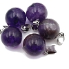 Natural Amethyst Round Charms with Platinum Plated Metal Snap on Bails PW-WG84682-01-1