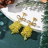 Christmas Bell Brass Dangle Stud Earrings EJEW-MZ00495-03-1