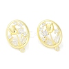 Brass Pave Clear Cubic Zirconia Stud Earring Findings KK-F875-04G-2