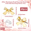 40Pcs Bowknot Alloy Stud Earring Findings FIND-SP0001-16G-2