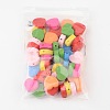 Mixed Color Heart Natural Wood Beads Nice for Children's Day Jewelry Making X-TB109Y-5