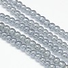 Electroplate Crystal Glass Round Beads Strands EGLA-F037-4mm-A07-2