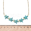 Ocean Dyed Synthetic Turquoise Starfish Beaded Bib Necklaces with 304 Stainless Steel Satellite Chains NJEW-JN05979-01-4