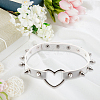 Adjustable Adjustable Gothic PU Leather Alloy Spike Rivet Heart Choker Necklaces for Women NJEW-WH20816-006P-A-4