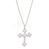 Cross Fleury Acrylic Imitation Pearl Pendant Necklaces NJEW-JN04985-1