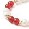 Natural Mixed Gemstone & Pearl Round Beaded Stretch Bracelet for Women BJEW-JB09246-5