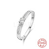 Flat Round 925 Sterling Silver Micro Pave Clear Cubic Zirconia Finger Rings FS-WGE1F50-05-2